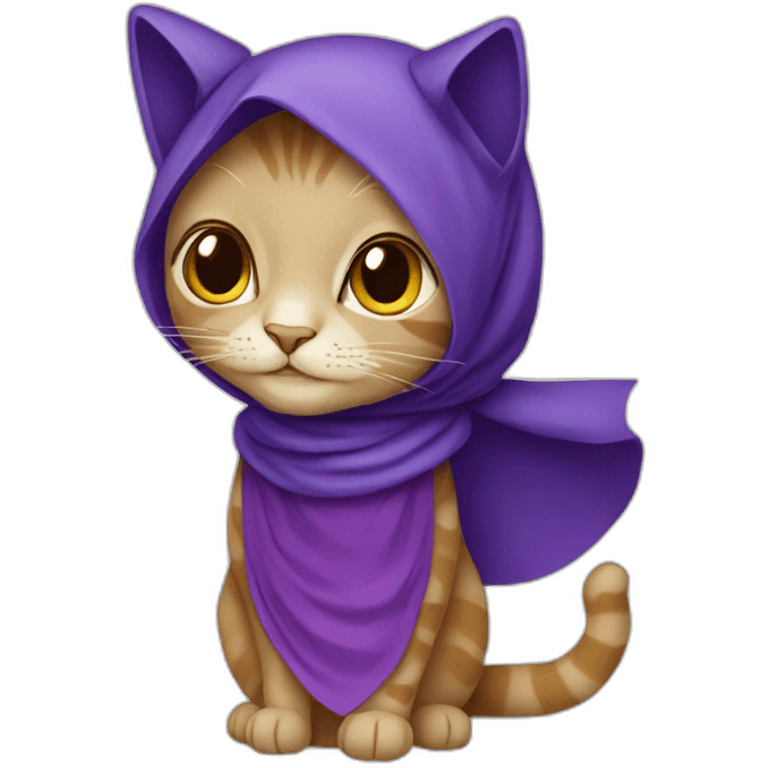 Cat-wearing-hijab-and-purple-dress emoji