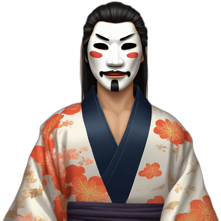 hot-guy-noh-mask-longhair-japanese-kimono emoji