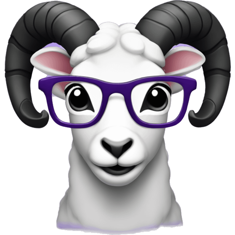 Purple Ram with black rimmed glasses emoji