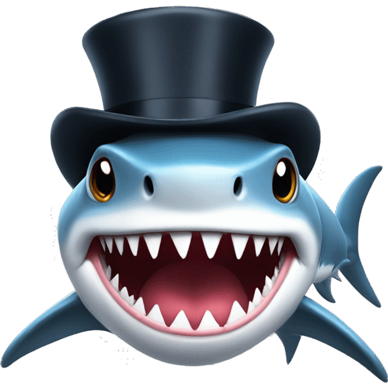 Shark with a top hat emoji