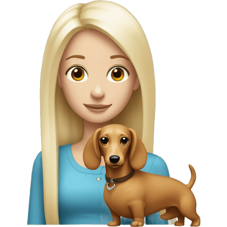 white blonde girl with blonde long haired sausage dog emoji