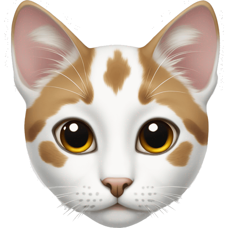 white cat with brown spots and kind eyes emoji