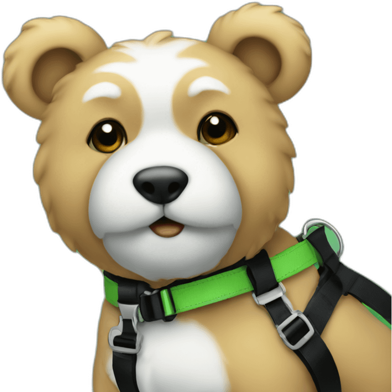 Green Teddy in black harness emoji