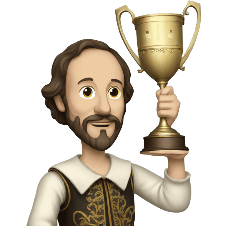 William Shakespeare holds the winner's cup in his hand emoji