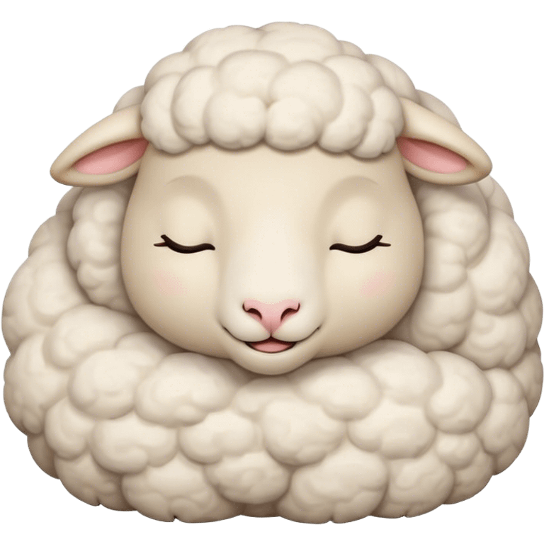 Meme-Worthy Cute Sleeping Sheep Portrait Emoji, Head resting peacefully with a contented smile, showcasing a robust build and a luxuriously soft white fleece, eyes shut in a serene, restful nap, Simplified yet hilariously adorable features, highly detailed, glowing with a soft, drowsy light, high shine, relaxed and utterly lovable, stylized with an air of playful laziness, bright and heartwarming, soft glowing outline, capturing the essence of a comically sleepy sheep, so meme-worthy it feels like it could instantly become the next viral sensation of adorable slumber! emoji