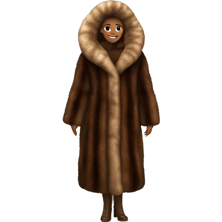 Luxurious brown full length fur coat emoji