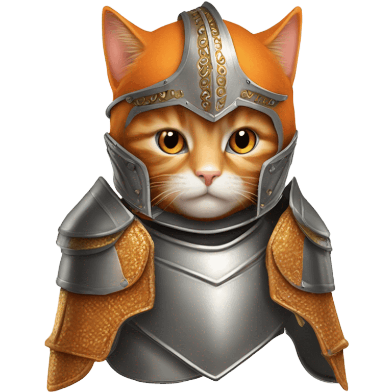 Orange cat in knight armor emoji