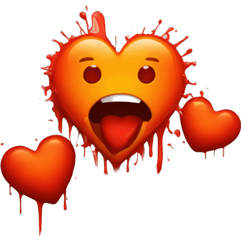 bleeding red heart glowing red-orange with splatter emoji