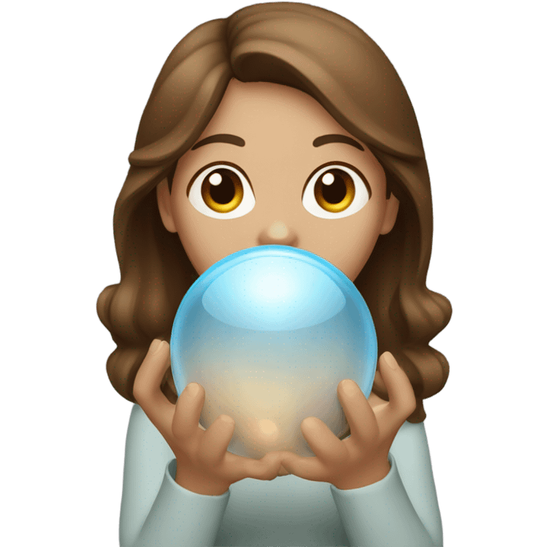 Brown hair Woman with crystal ball emoji