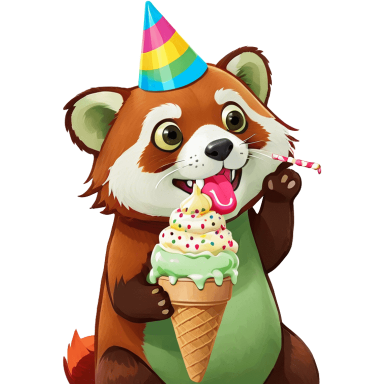 A red panda eating ice cream  emoji