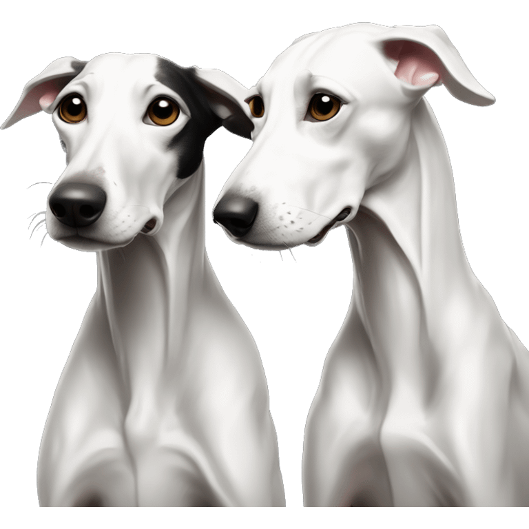 Two aristocrat dog black and white galgo kiss  emoji