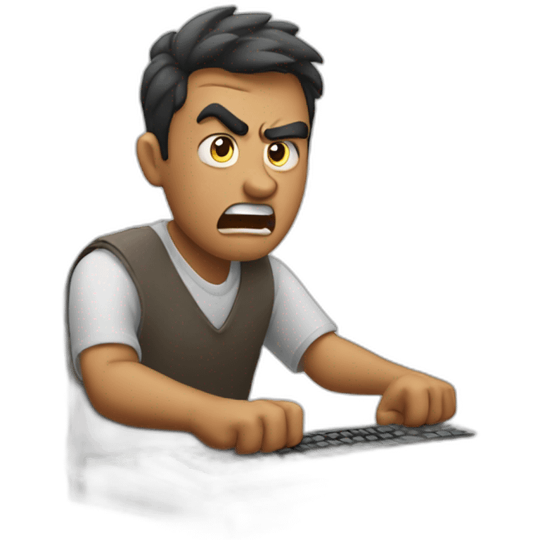 Angry man typing on keyboard emoji