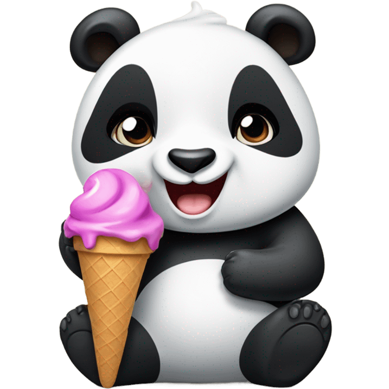 Panda eating ice cream emoji