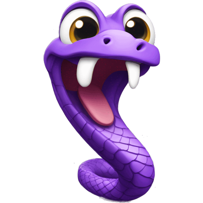 A purple snake laughing joyfully, showing its humor. emoji