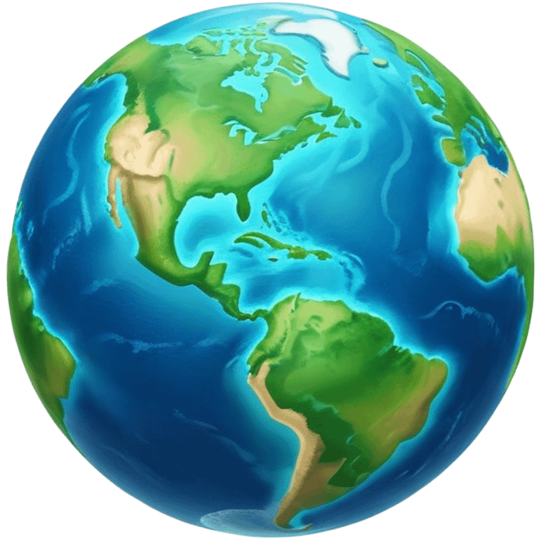 Cinematic Realistic Earth Emoji, depicted with vibrant blue oceans, clouds, and lush green continents rendered in exquisite detail, high shine, and a soft radiant glow that captures the dynamic, life-sustaining beauty of our home planet. emoji