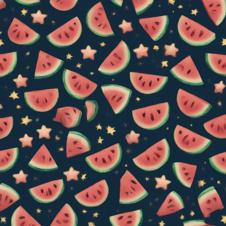 Watermelon heart with cute smiley face with stars emoji