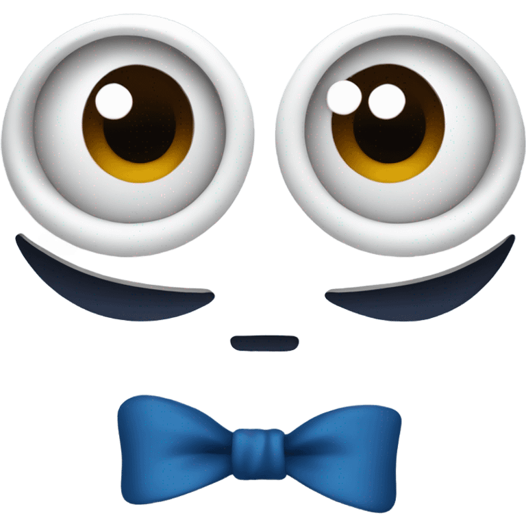 white cute emoji face with dark blue bow emoji