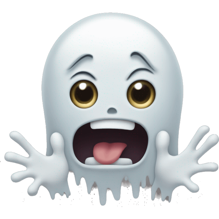 a surprised face imitating a ghost with it's hands emoji