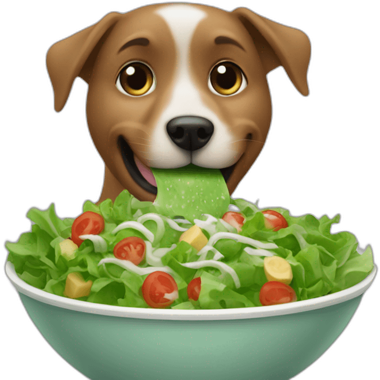 Dog eating Green salade bowl emoji