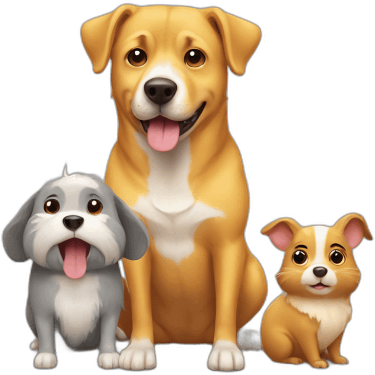 yellow dog, brown dog and a gray hamster emoji