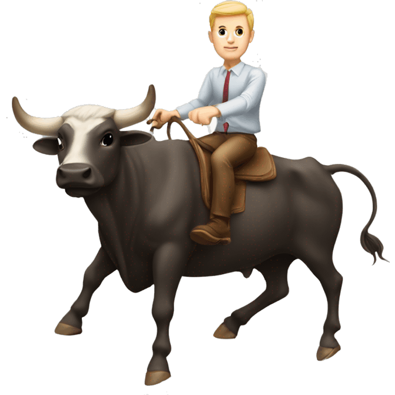 Skinny white man riding a bull emoji