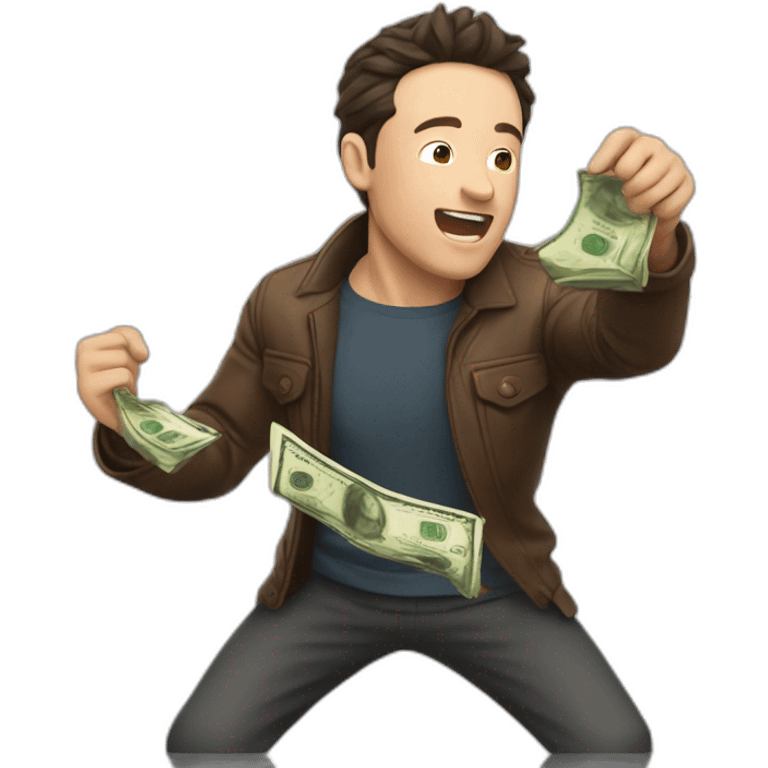 Musk throwing money 生日快乐 emoji