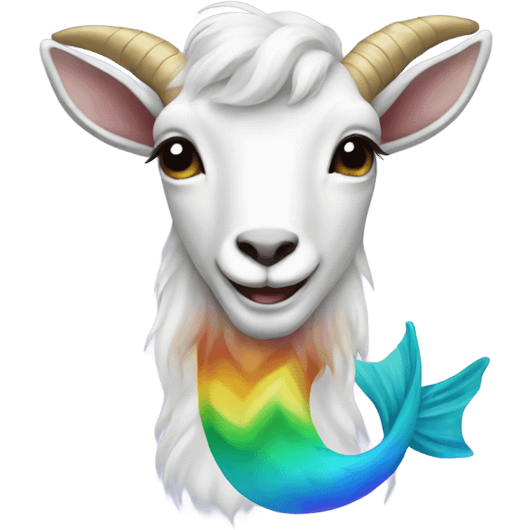 a goat with a light blue mermaid tail rainbow emoji