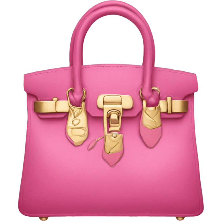 hand with gold nails holding pink birkin bag emoji