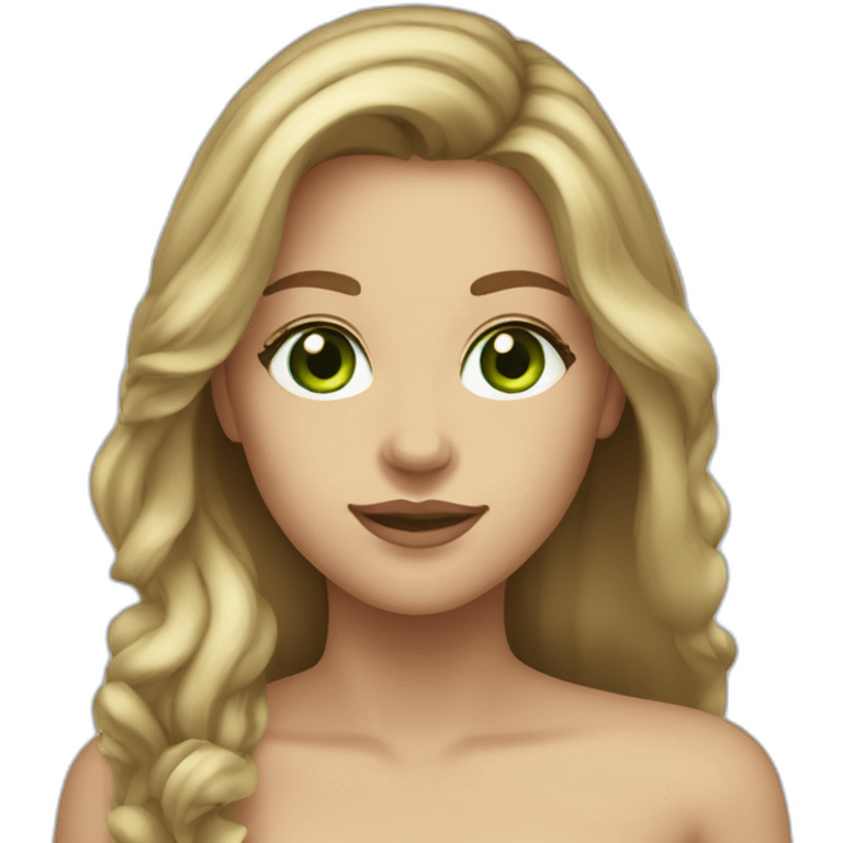 24 year old female with long dark blonde hair and green eyes emoji