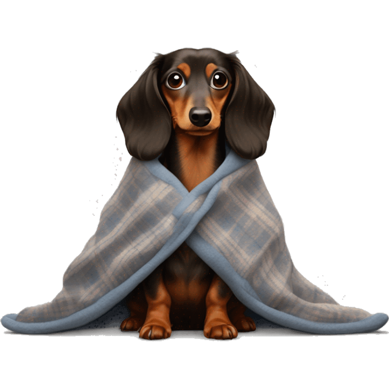 Long haired Dachshund in a blanket  emoji