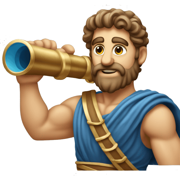 Muscular Ancient Greek sailor holding a telescope emoji