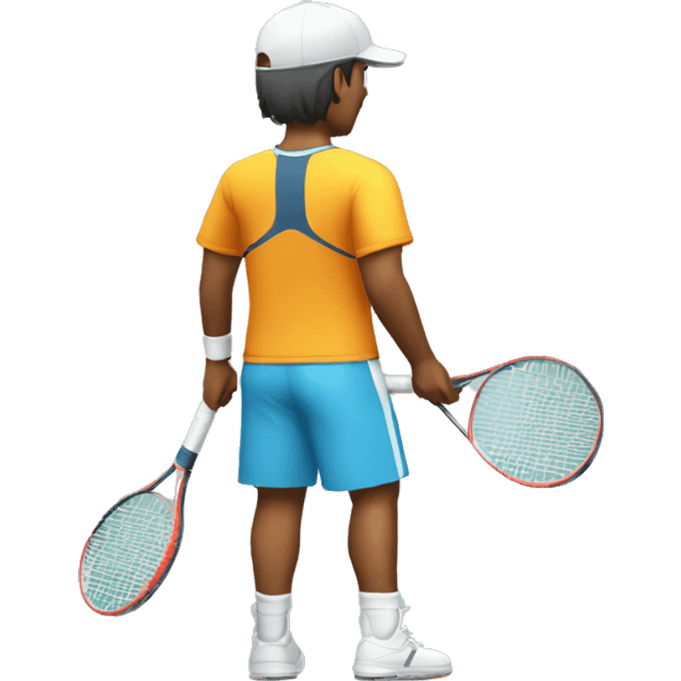 player's back symmetric holding a racquet emoji