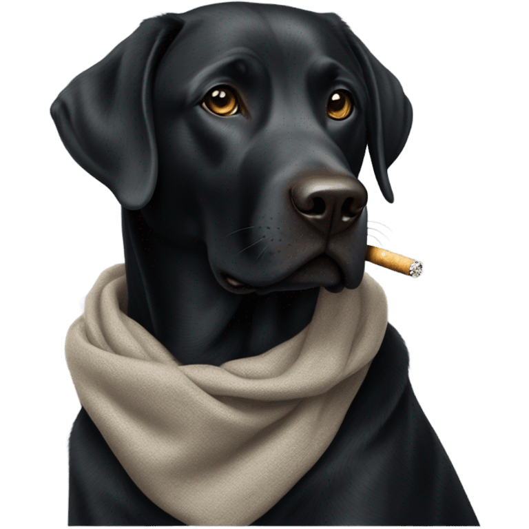 Black lab dog smoking  emoji