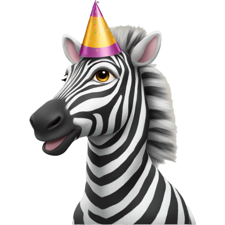 Zebra wearing birthday hat emoji