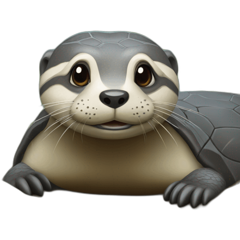 Une loutre sur une tortue emoji