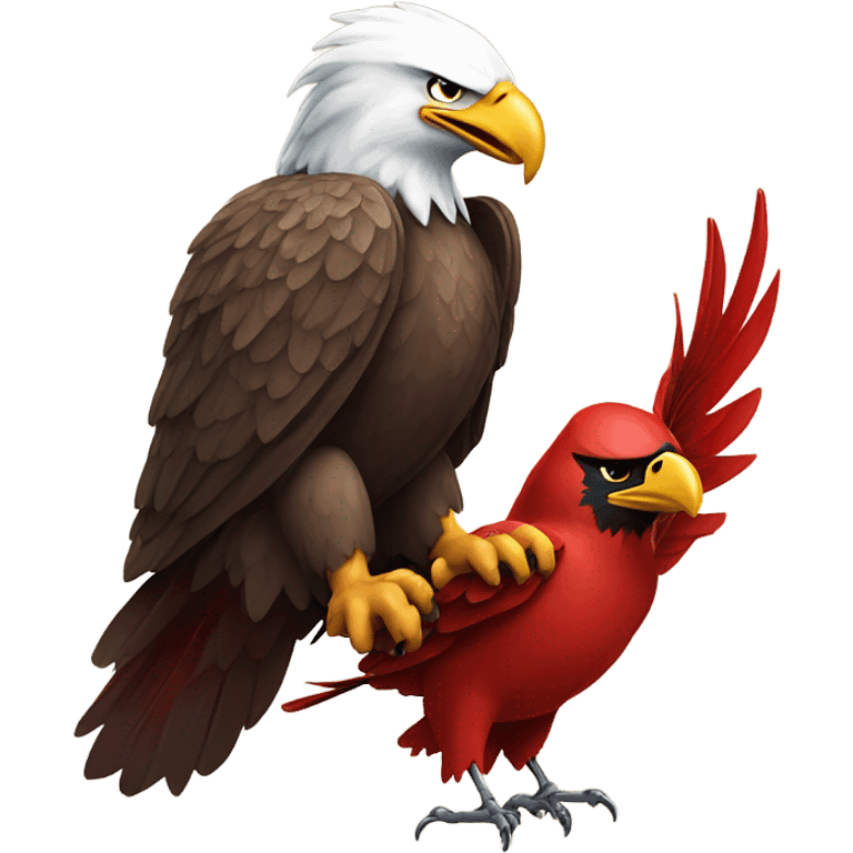 Eagle with cardinal in claws emoji