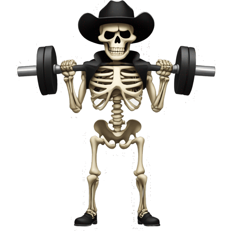 Skeleton cowboy Man lifting weights emoji