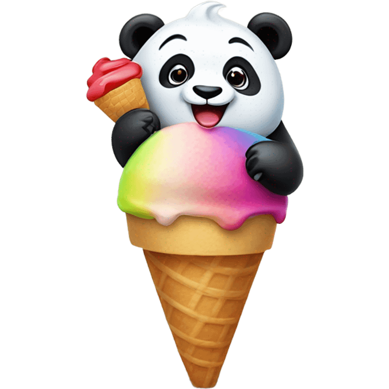 Panda eating ice cream emoji