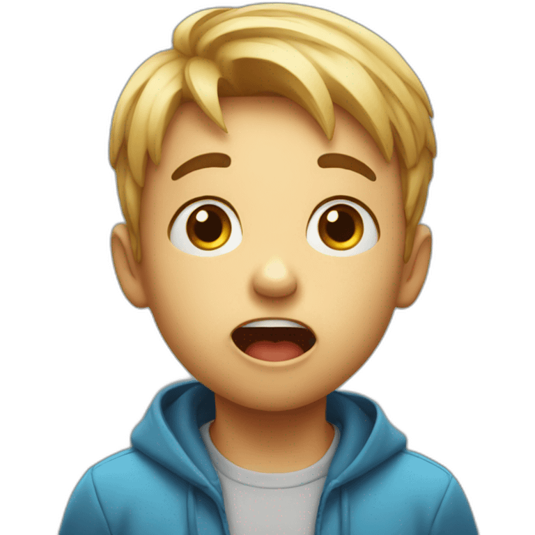 Shocked little boy, with a gift emoji