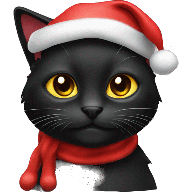 Black cat with a Santa hat emoji