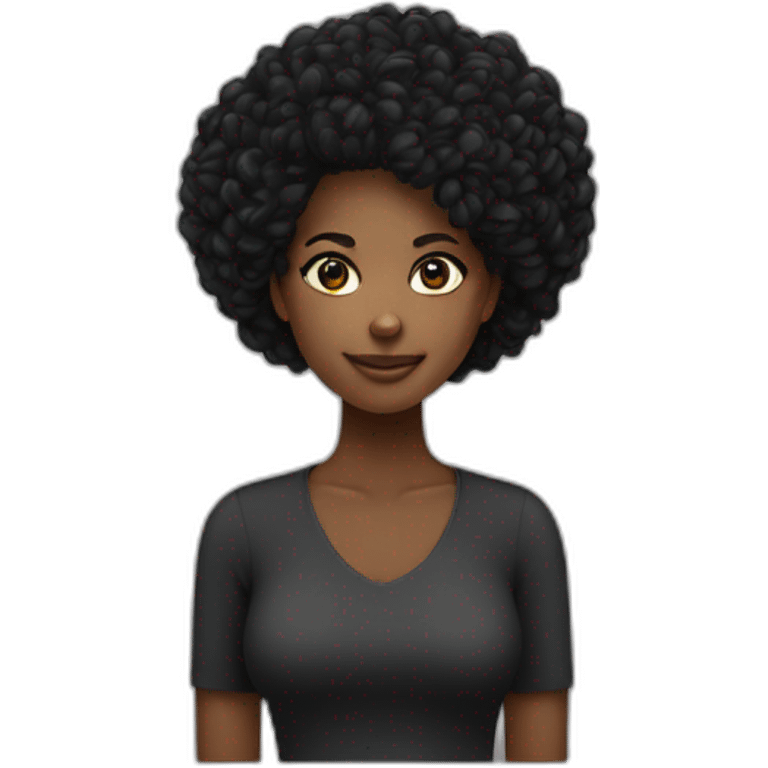 Mulher negra cabelo comprido liso preto emoji