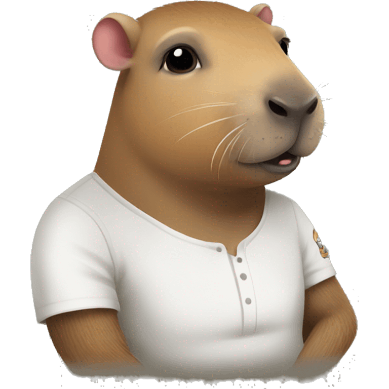 capybara with arm tattoo and a buzzcut emoji