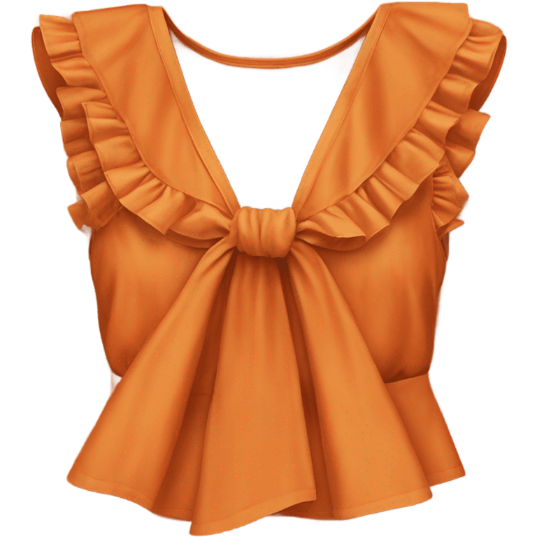 Realistic orange cut out crop top blouse. Ruffles. Isolated. Fancy sash emoji