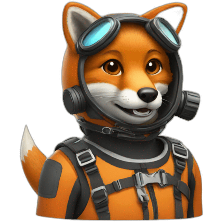 Fox wearing diving suit emoji