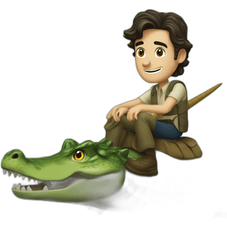 Billy crudup young riding a crocodile emoji