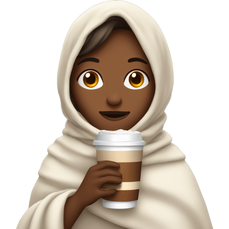 Girl covered with blanket and drink hot chocolate  emoji