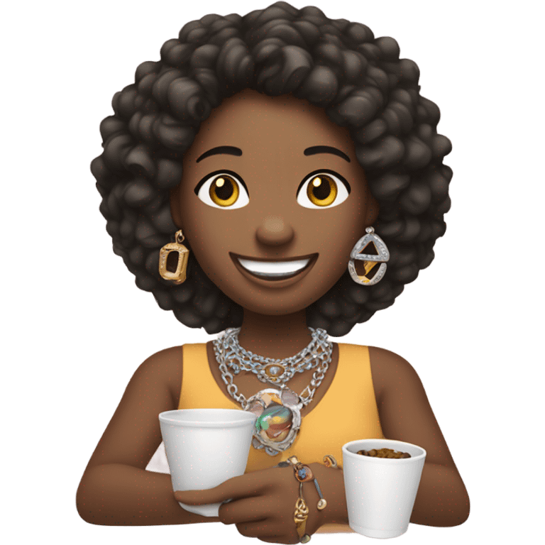 outdoor smile with jewelry cup emoji