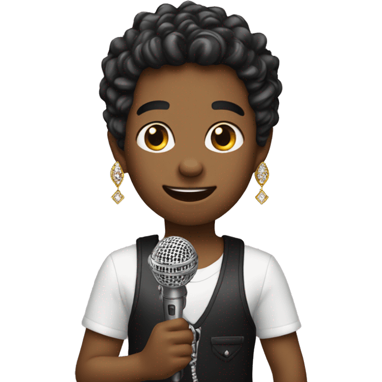 Boy with jewely and microphone  emoji