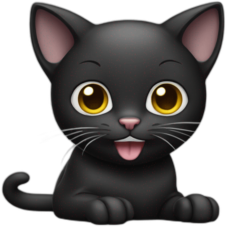 Black cat with White mouse emoji