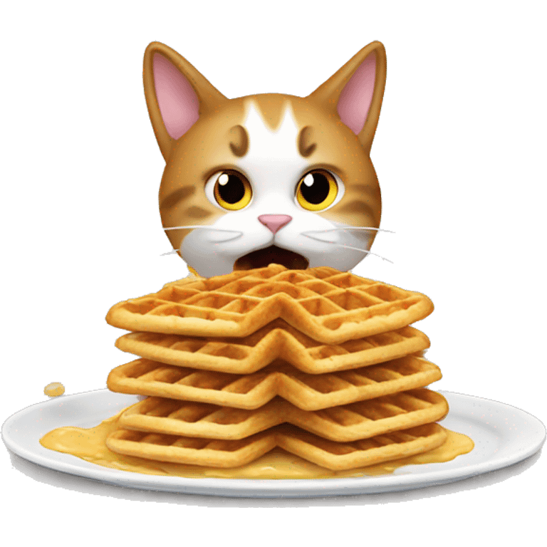 cat eating waffles emoji